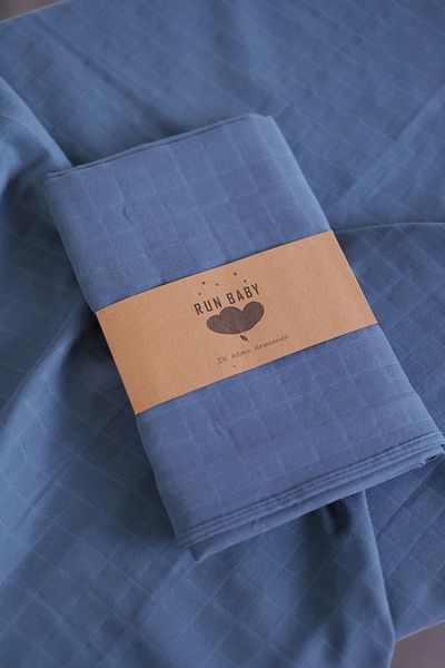 runbaby 100X75 cm 100% Cotton Muslin Fabric Baby Cover & Blanket - Navy Blue
