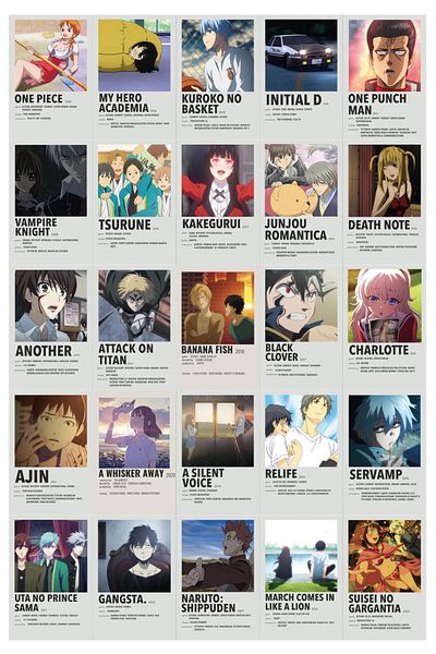 Anime Marketi مجموعة ملصقات بتصميم مسلسلات الرسوم المتحركة - 2.50 سم × 3.75 سم 25 قطعة ملصقات