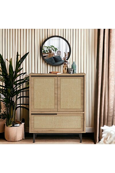 L'occi Concept Grove Aynalı 3 Kapaklı Ayakkabılık Metal Ayaklı Sepet Uv Baskı-Jüt GV1-SU