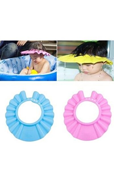 Carneil Ayarlanabilir Çıtçıtlı İnce Köpük Bebek Banyo Şapkası Mavi
