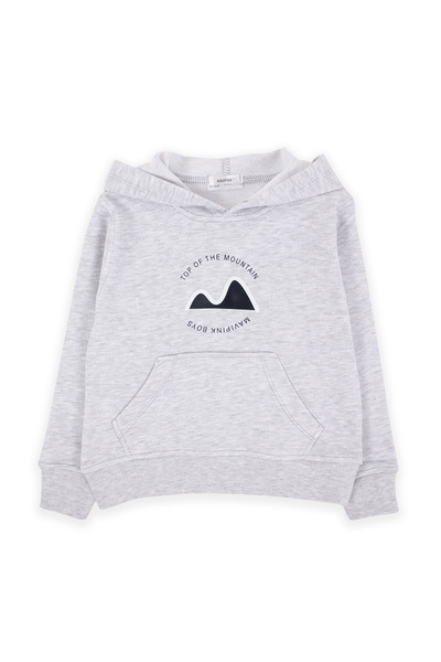 Mavipink Dečačka siva majica sa kapuljačom sa klokanskim džepom, osnovni svet...