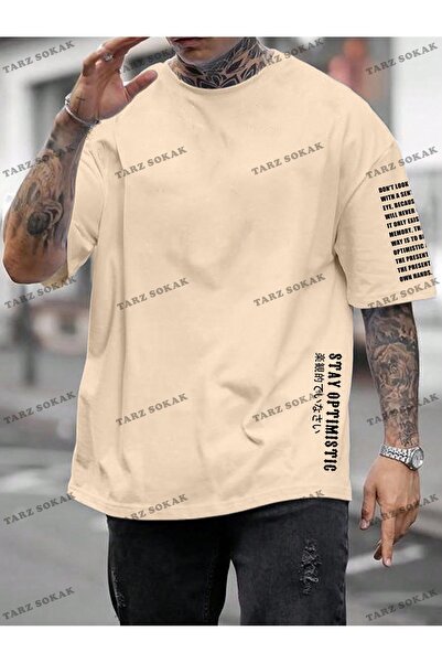 Tarzsokak Ανδρικό μπλουζάκι με σύνθημα CODE Trend Off Shoulder Oversize