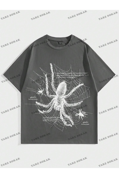 Tarzsokak Tricou cu slogan și model păianjen KOD Trend Goth pentru bărbați