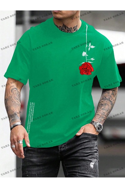 Tarzsokak Tricou pentru bărbați KOD Trend Homme cu imprimeu floral și gât rotund