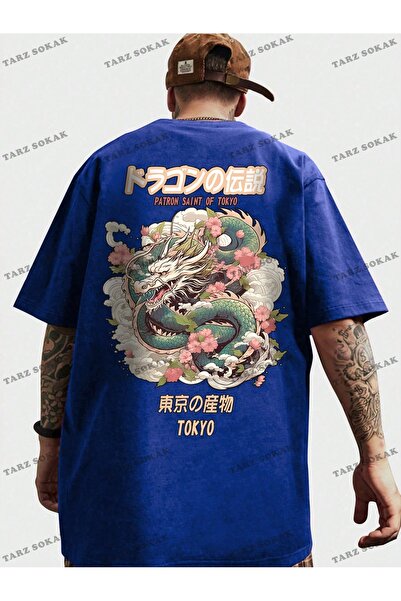 Tarzsokak Tricou casual KOD Trend Anime pentru bărbați, cu umăr căzut, cu imp...