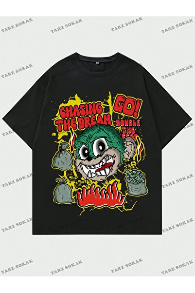 Tarzsokak Tricou cu desene animate și slogan KOD Trend Street Life pentru băr...