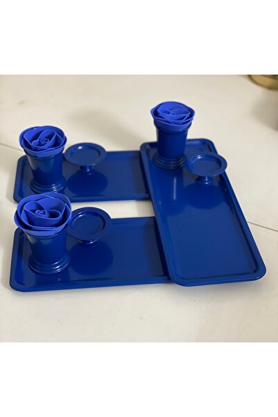 Elzem Blue 3 Rectangular Presentation Trays and Macaron Holder, Stylish and Useful Product