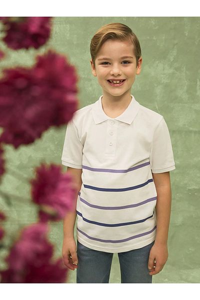 LC Waikiki LCW Kids Polo Neck Striped Short Sleeve Boy's T-Shirt
