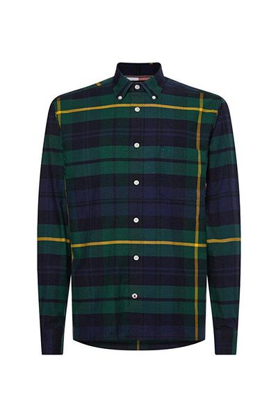 Tommy Hilfiger Schwarzes Blackwatch Cf-Shirt – aufgeblasenes Design