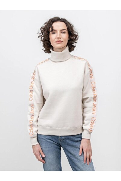 Calvin Klein Logo Tape Sleeves Roll Neck