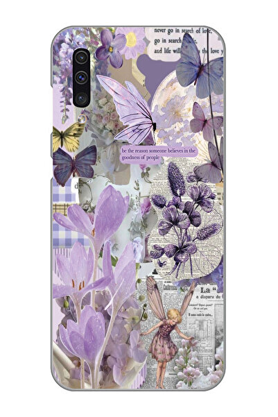 Magic Ring Samsung Galaxy A70 Uyumlu Lavanta Tasarımlı Şeffaf Telefon Kılıfı