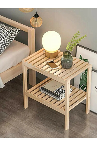 PreArt Ahşap Komodin Yatak Odası Yan Sehpa Çok Amaçlı Ayaklı Raf