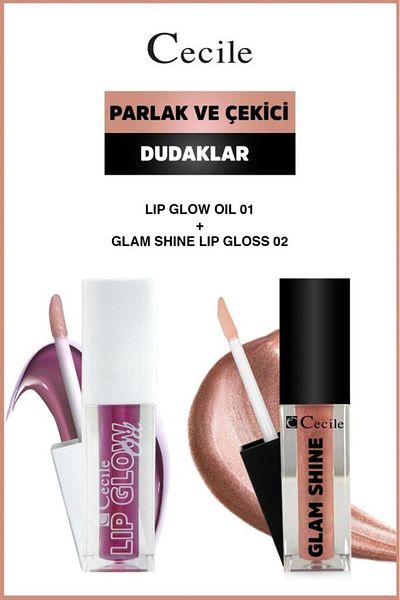Cecile Bright Lips Glam Shine-Lip Oil - Care and Makeup Set 01-02