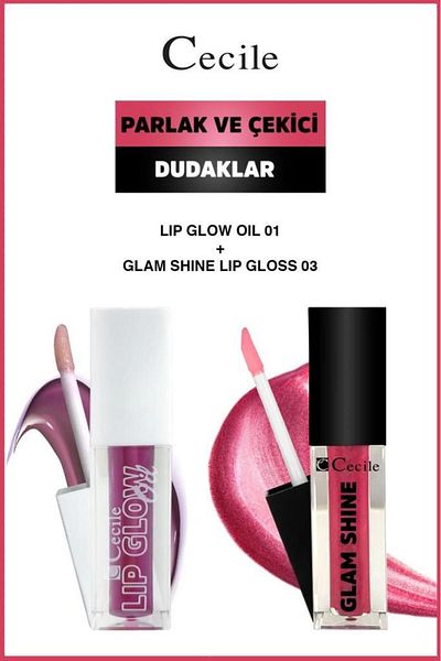 Cecile Glossy Lips and Makeup Set - Glam Shine Lip Oil 01-03