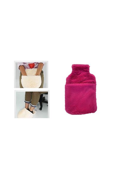 Bosphorus Dark Pink Plush Bag - Water Thermophore with Pocket 32,5x17,5cm 1500 ML