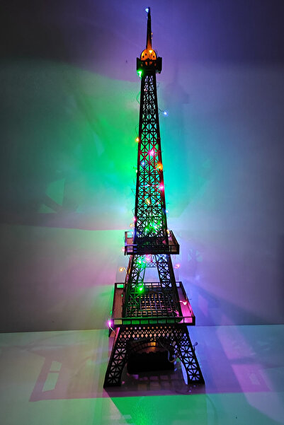 OYART&DESIGN Renkli Led ışıklı Ahşap Eyfel Kulesi Puzzle