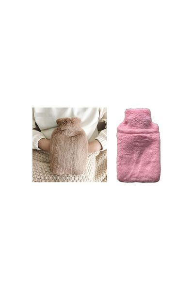 Bosphorus HOT WATER BAG WITH SIDE POCKET PINK PLUSH THERMOFOR 26x17x2cm 750ml