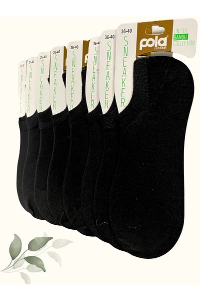 socksbox 8 ζευγάρια μαύρες κάλτσες αόρατου αθλητικού παπουτσιού από μπαμπού χωρίς ραφές/εξαιρετικής ποιότητας/36-40/40-44