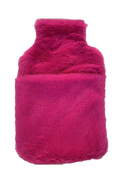 Bosphorus Dark Pink Plush Bag - Water Thermophore with Pocket 32,5x17,5cm 1500 ML