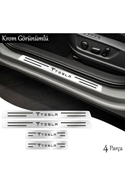 ÖZKAŞ TESLA 4 KAPI İÇİN KROM GÖRÜNÜM KAPI EŞİĞİ STİCKER OTO AKSESUAR PLEKSİ