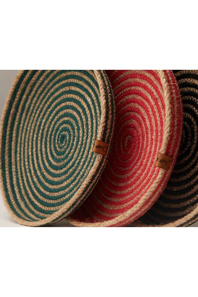 CraftNest صينية الخوص / صينية خزان حبل القطن باللون الأخضر من الجوت / ملحقات ومنظم سطح الطاولة
