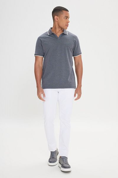 ALTINYILDIZ CLASSICS Pánské antracitové tričko Slim Fit Slim Fit Cotton Polo s límečkem
