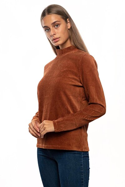 Miss Murem Di?k Collar Velvet Sweat-brown