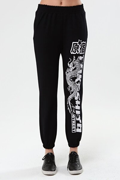 Miss Murem Dragon Print Trousers-black