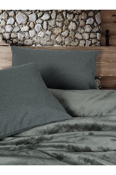 Cotton Box Gray Velvet Flossy Double Duvet Cover Set