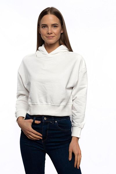 Miss Murem Raised Crop Sweatshirt-ecru