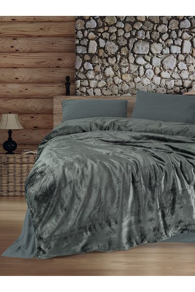 Cotton Box Gray Velvet Flossy Double Duvet Cover Set