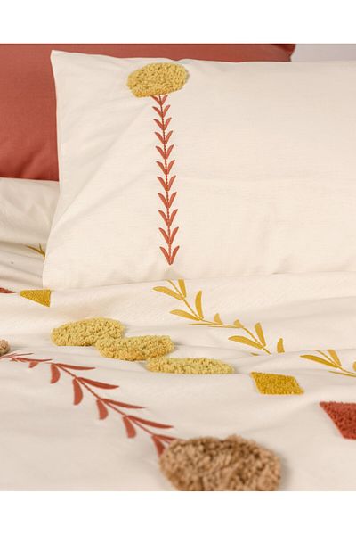 Cotton Box Set cuvertură de pilota dublă cu broderie Puff Amaris Tile