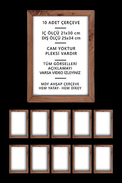 ropİİ 10pcs A4 Frame Wooden PVC 21x30 Frame For Certificate Diploma and Document