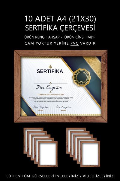 ropİİ 10pcs A4 Frame Wooden PVC 21x30 Frame For Certificate Diploma and Document