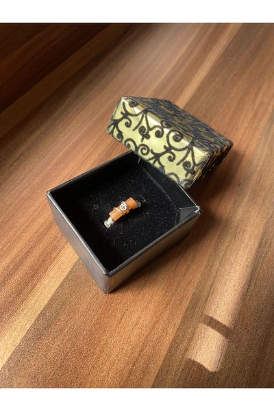 İDE TAKI TASARIMM Handmade Natural Stone Agate Jewelled Ring Adjustable