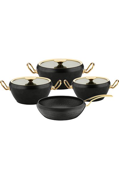 OMS Collection Sirena Granite Pot Set Black Gold 3540