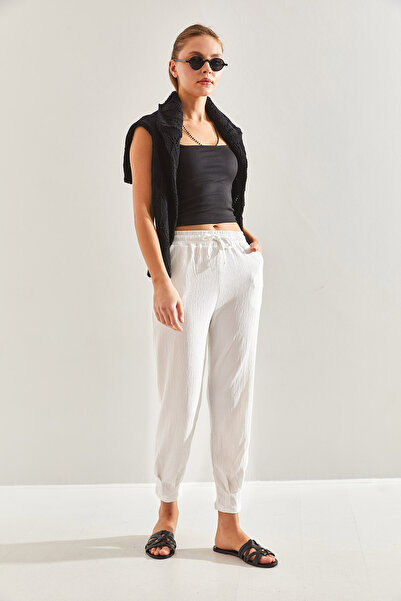 Bianco Lucci Women's Elastic Waist Claret Fabric Trousers60171018