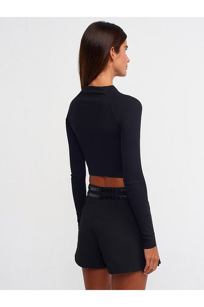 Dilvin 80820 Black Shorts Skirt - Double Belt