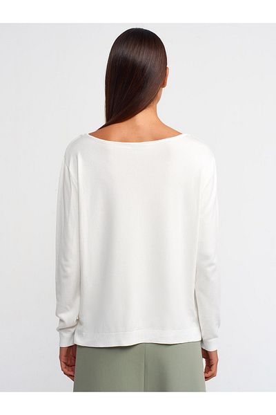 Dilvin 10360 DILVIN BOAT COLLAR SLIT SWEATER