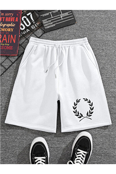 Revasser Unisex Kadın/Erkek PERRY Özel Baskılı Renkli Kısa Penye Şort