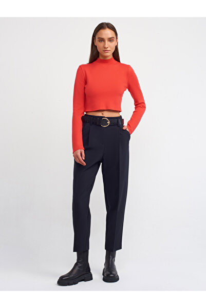 Dilvin 71223 Παντελόνι Black Carrot Fit με ανάγλυφο σχέδιο, σετ Ζώνη τεμαχίων