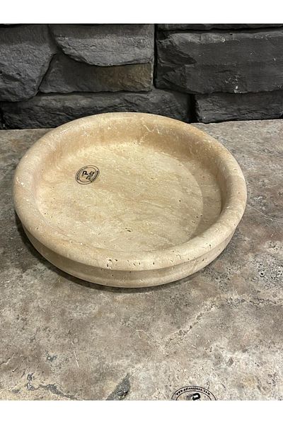 Polen Stone وعاء من الحجر الطبيعي من الترافرتين موديل جديد 24x5