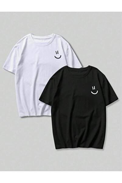 khufu Χαμογελαστό Πρόσωπο με στάμπα Oversize Διπλό Μπλουζάκι Unisex