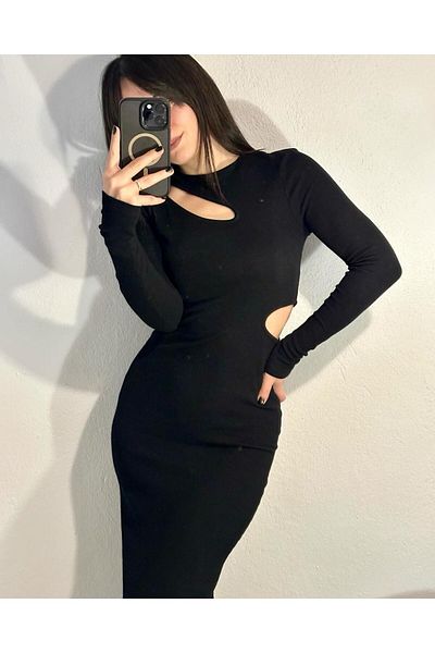 KAROL BLACK DROP COLLAR DRESS