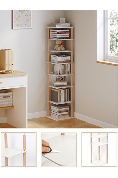 QuickBuy Dikey Kitaplık 7 Bölmeli Ayakkabı Organizer Dekoratif Kitap Rafı