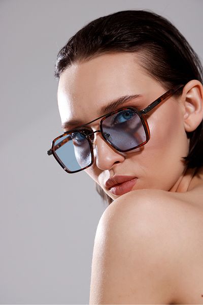 Goldmine Unisex Leopard Patterned Blue Sunglasses - Uv400 Protected, 54 Acetate