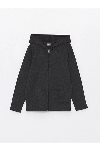 LC Waikiki Lcw Eco Girl's Zippered Hooded Long Sweatshirt