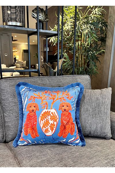 ge living Husă de pernă cu model Poddle Dog - Față de pernă din catifea cu design special