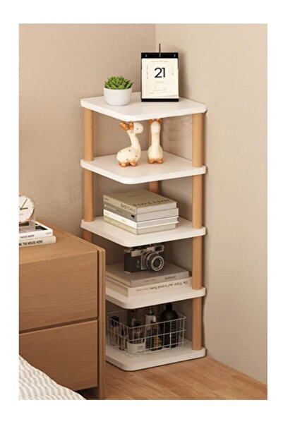 QuickBuy Dikey 5 Bölmeli Dekoratif Kitaplık Rafı Ayakkabı Organizeri Dekoratif Ayakkabılık Çok Amaçlı Raf