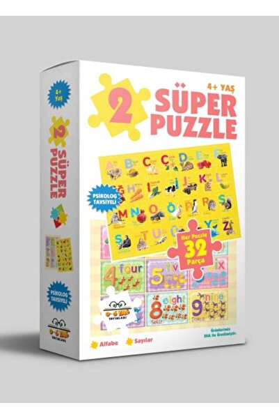 0-6 Yaş Yayınları 2 Super Puzzle - Alphabet - Numbers Age 4